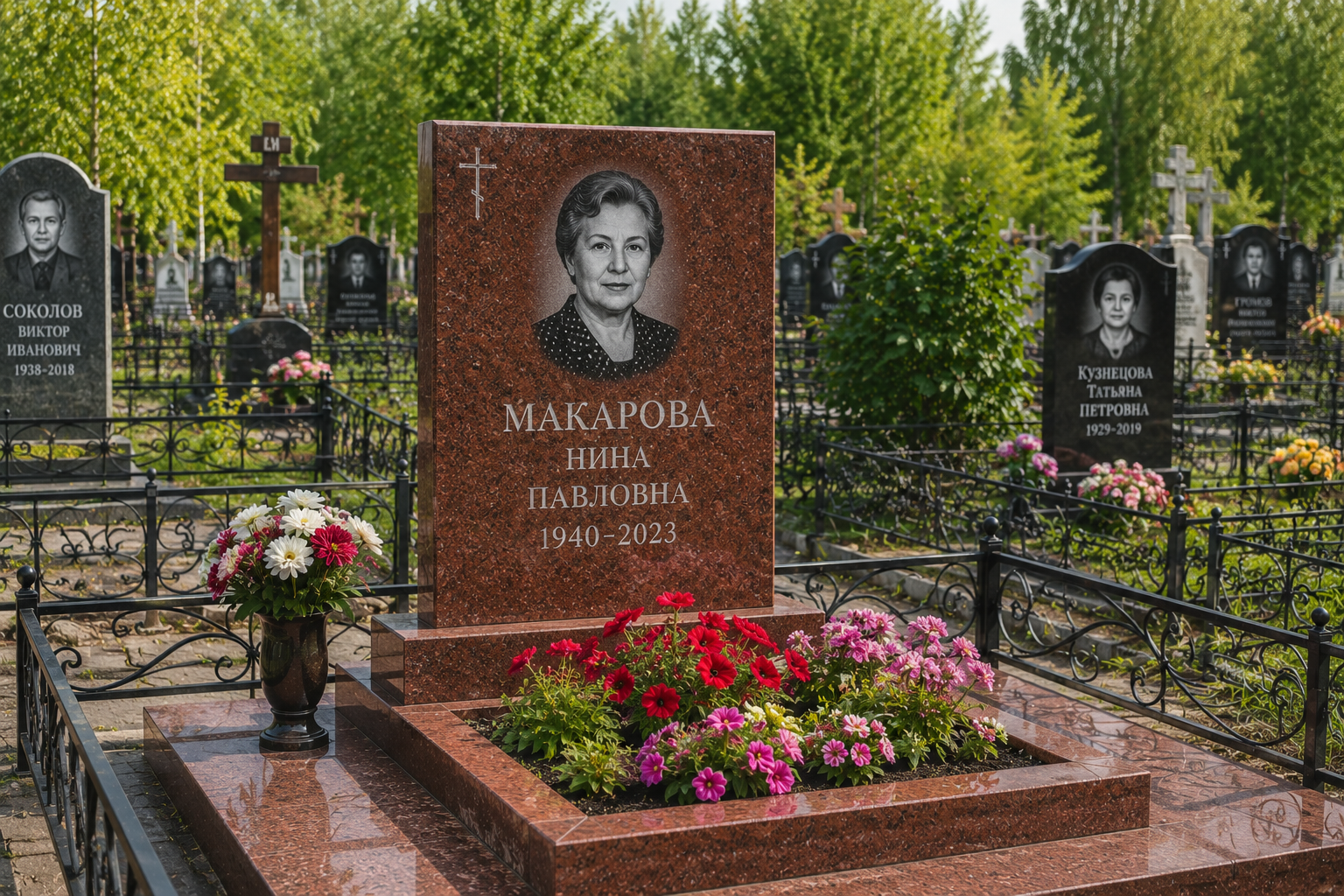 Гранитный памятник из красного гранита в Реже