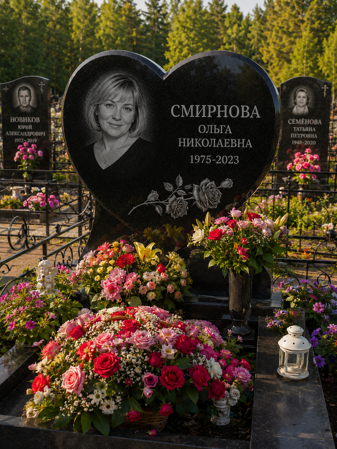 Одинарный памятник в форме сердца